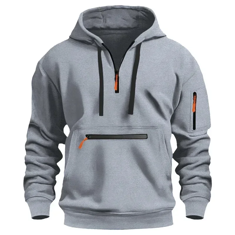 2025 New Men's Hoodies Winter Hooded Shirt Wear Fleece Multi Pocket Fashion Tops Hoody Loose Oversized Pullover Man Clothing