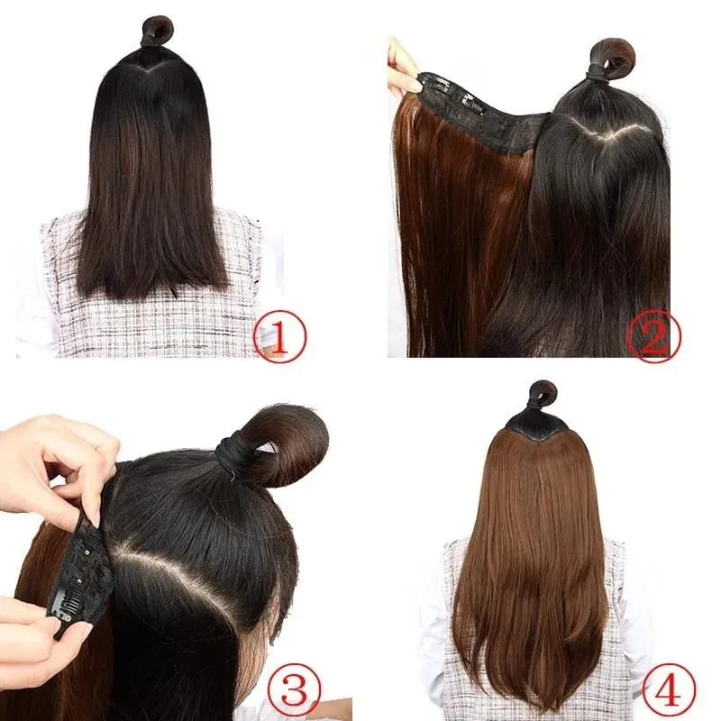 Synthetic Wig Women's Traceless Invisible U-shaped Layered Straight Hair With Inner Buckle Long Curly Hair Natural — image 6