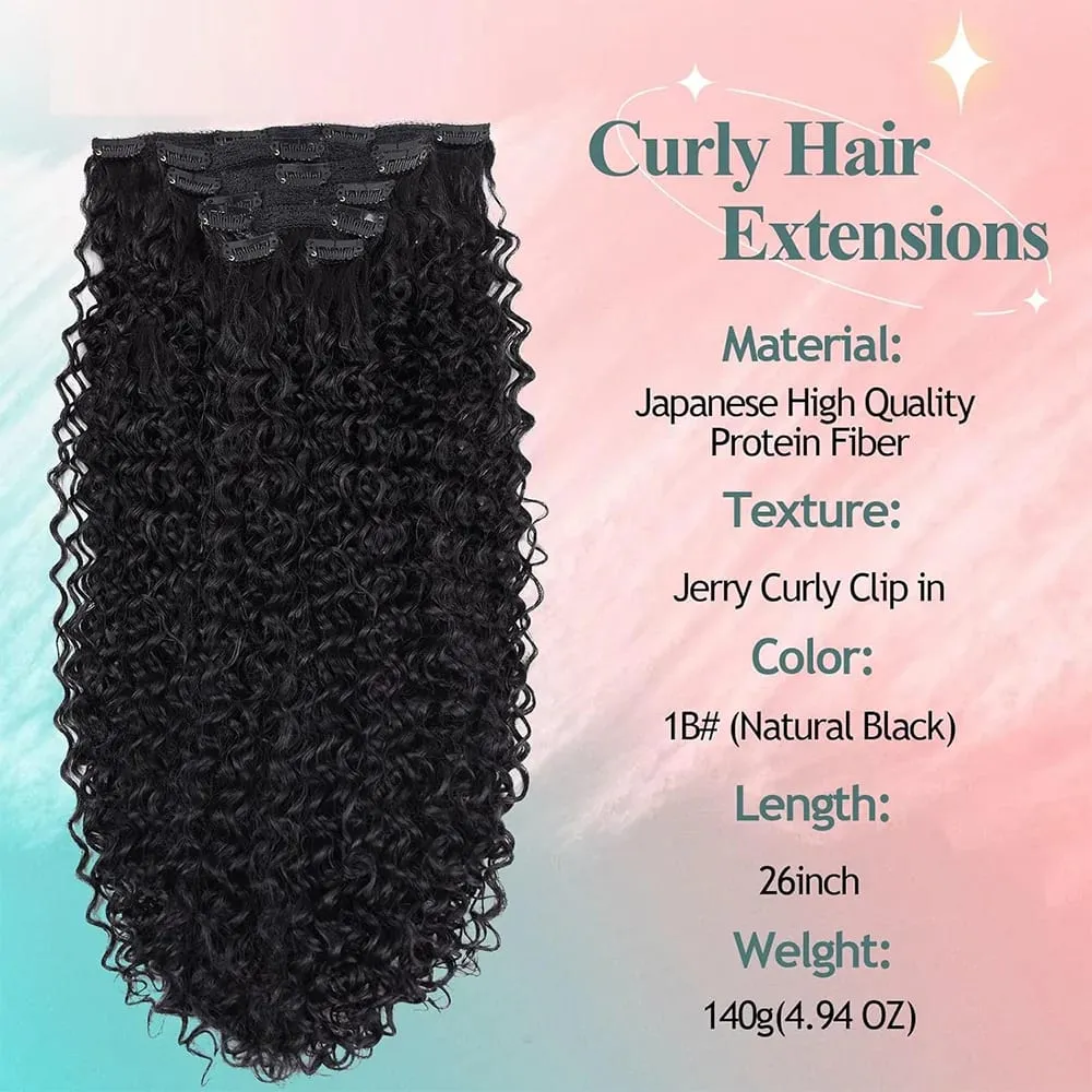 Women's Clip-In Curly Hair Extensions Synthetic Wavy Fibers Lightweight & Breathable Fashion Icon Hairpiece for Daily Wear