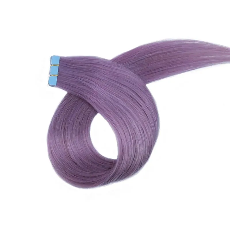 Mini Tape In Hair Extensions Human Hair Colored Skin Weft Machine-Remy Natural Tape in Extensions Purple 10pcs/pack 12-20 inch