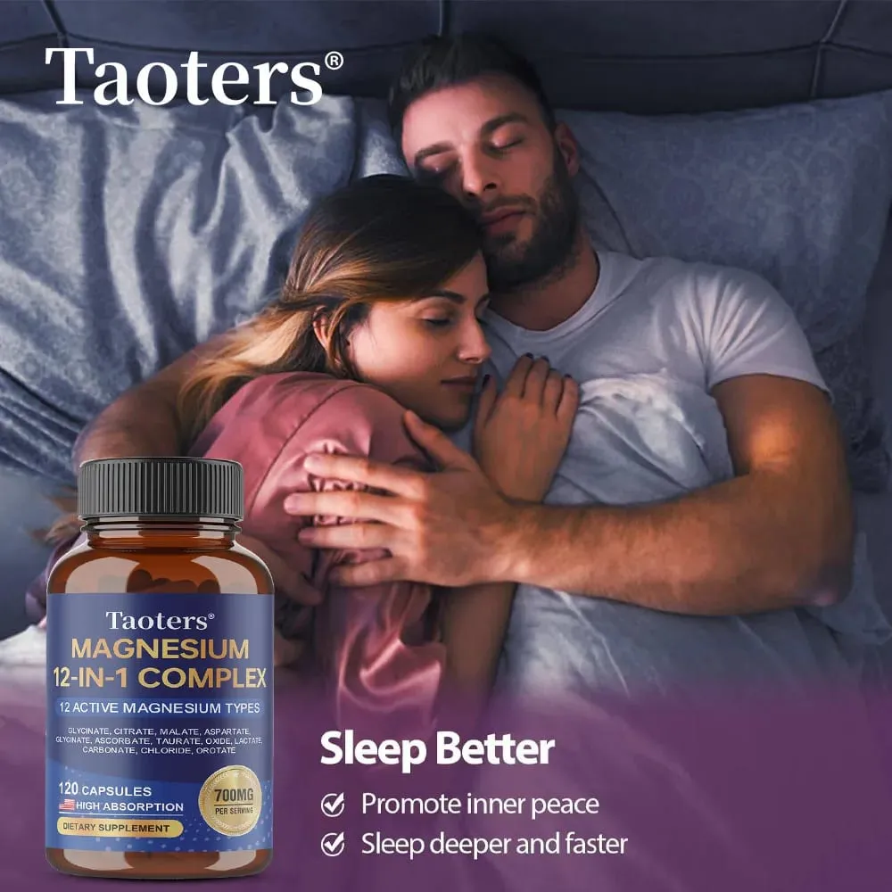 12-in-1 Magnesium Complex Supplement – ​​High Absorption Rate Supports Muscles Nerves and Sleep Suitable for Men and Women