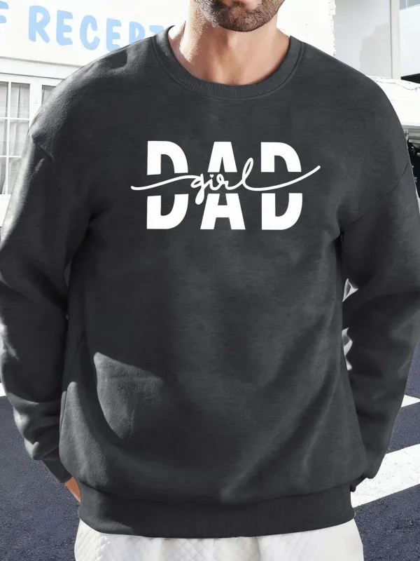 Dad Girl Letter Creativity Printing Pullover Men Autumn Warm Sweatshirts Oversized Fleece Hoodies Soft Casual Streetwear Male