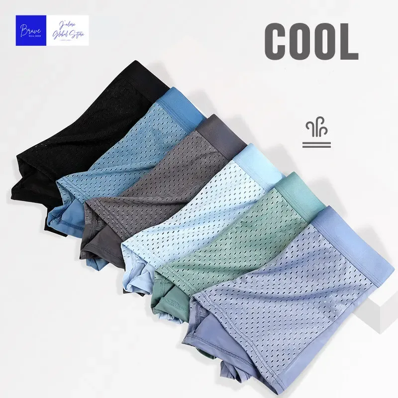 Liquidación, calzoncillos tipo bóxer de malla de seda de hielo para hombre, bañadores de estilo aleatorio, ropa interior deportiva transpirable de secado rápido, Boxershorts, ropa interior para niños — image 3