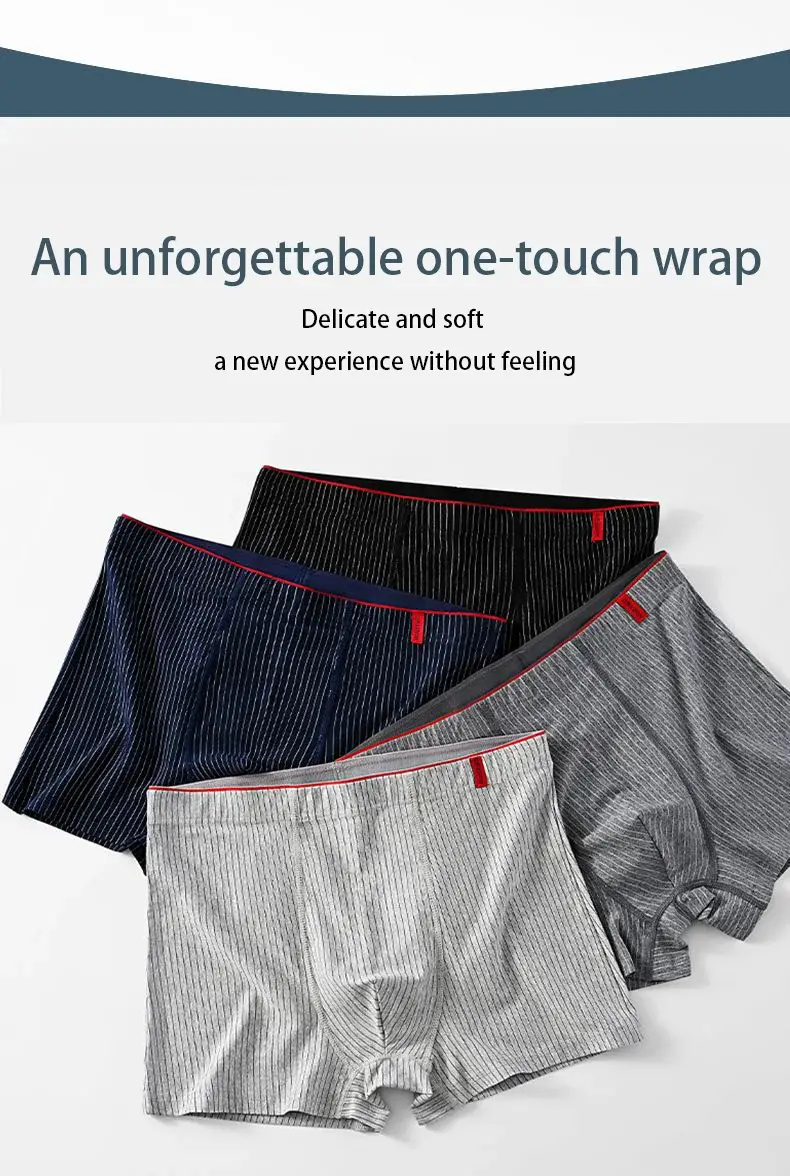 Bộ 4 Quần Lót Boxer Nam Mềm Mại, Thoáng Khí Và Thoải Mái Quần Sịp Nam Sọc Hợp Thời Trang Cá Tính Dáng Rộng Võ Sĩ