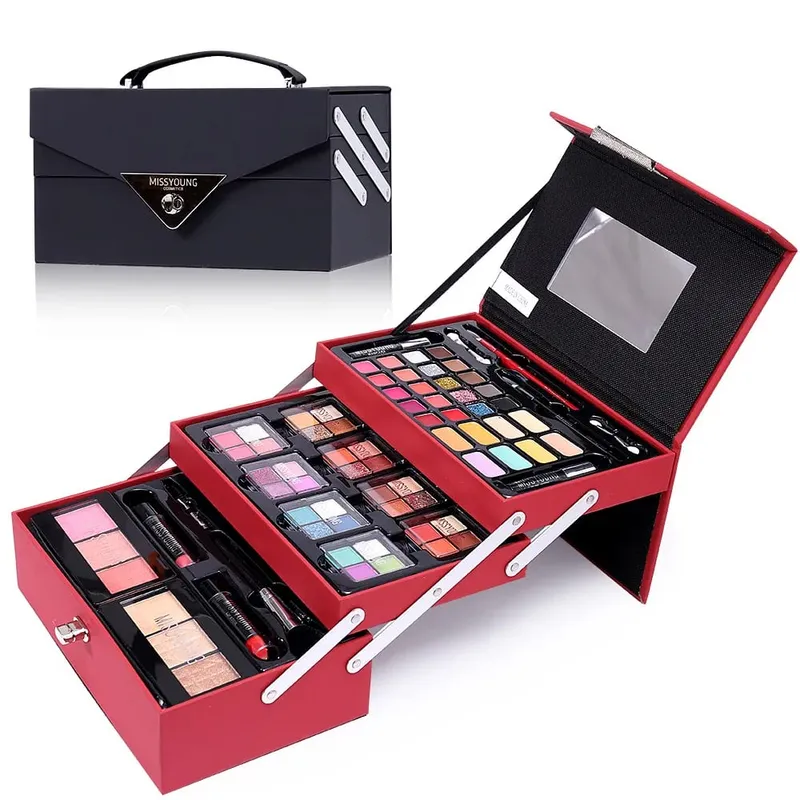 Makeup Gift Set for Women Full Kit All in One Make Up Eyebrow Powder Lipstick Lip Gloss Brush Shimmer Glitter Eye Shadow Palette