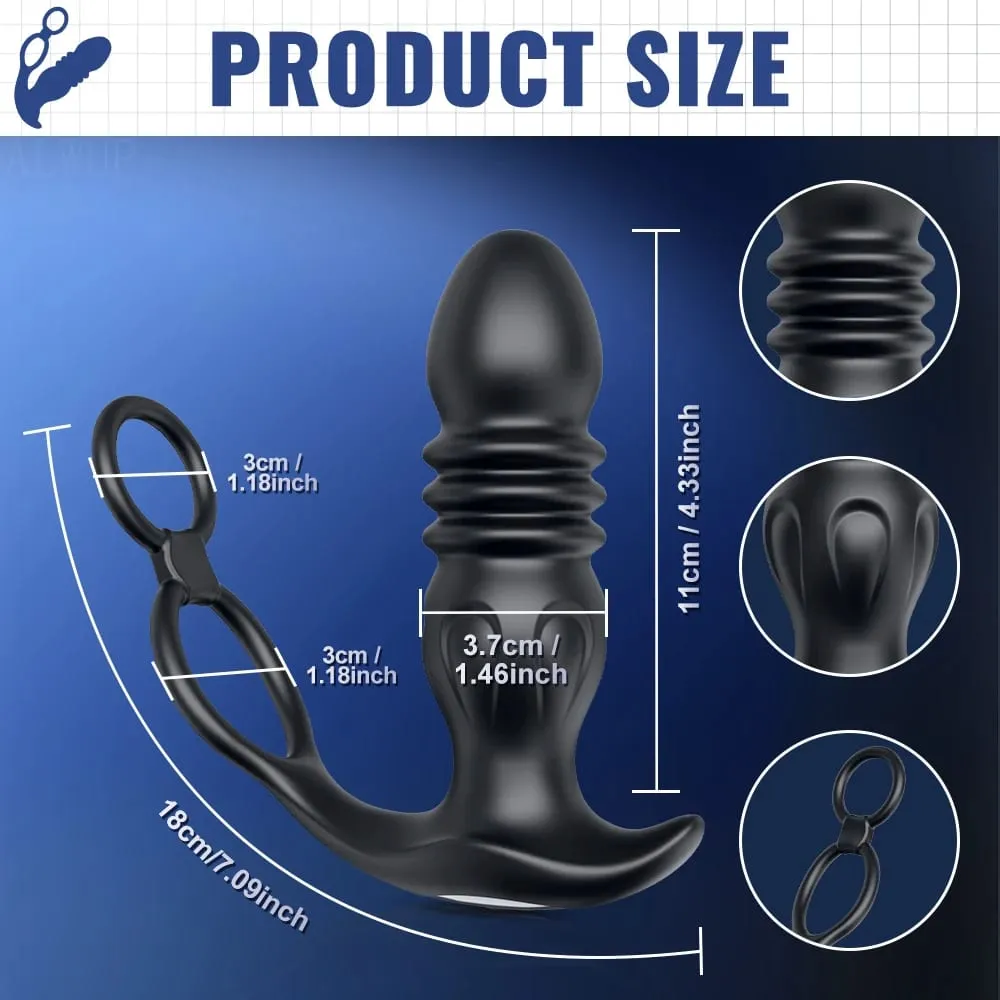 APP Control Thrusting Prostate Massager for Men Telescopic Anal Vibrator for Gay Butt Plug Cock Ring Adult Goods Sex Toy for Men — image 7