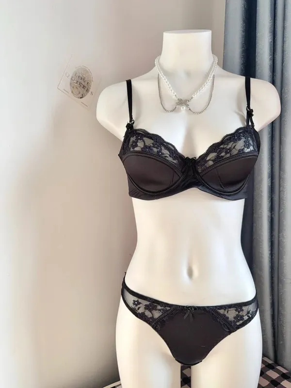 Popular Red Lace Minimizer Bra Set Ladies Half Cup Ultra Thin Big Bust Soft Support Bridal Party Honeymoon Night Out 32-38 Suit