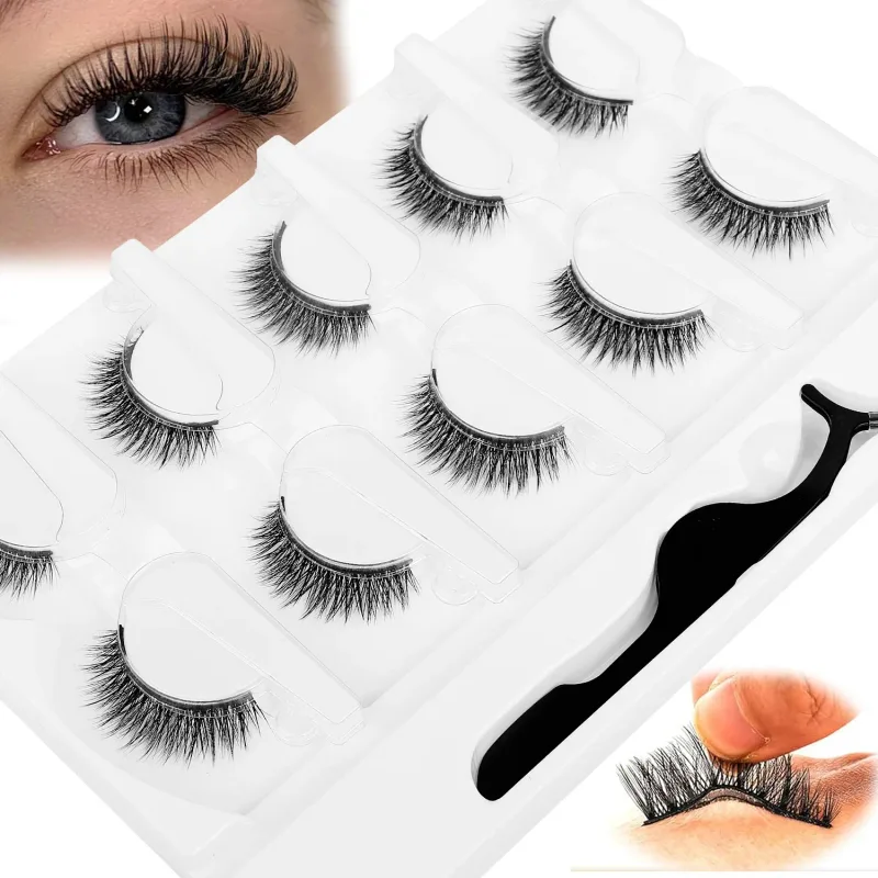 5 Pairs Glue-free Self-adhesive Eyelashes 3D Natural False Eyelash One Step Application Easy To Remove Eye Makeup Wholesale
