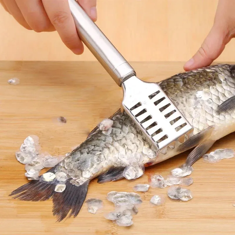 Fish Scale Removal Essential! Stainless Steel Round Tube Fish Scraper Fast No Splatter Effortless Kitchen Fish Tool — image 2