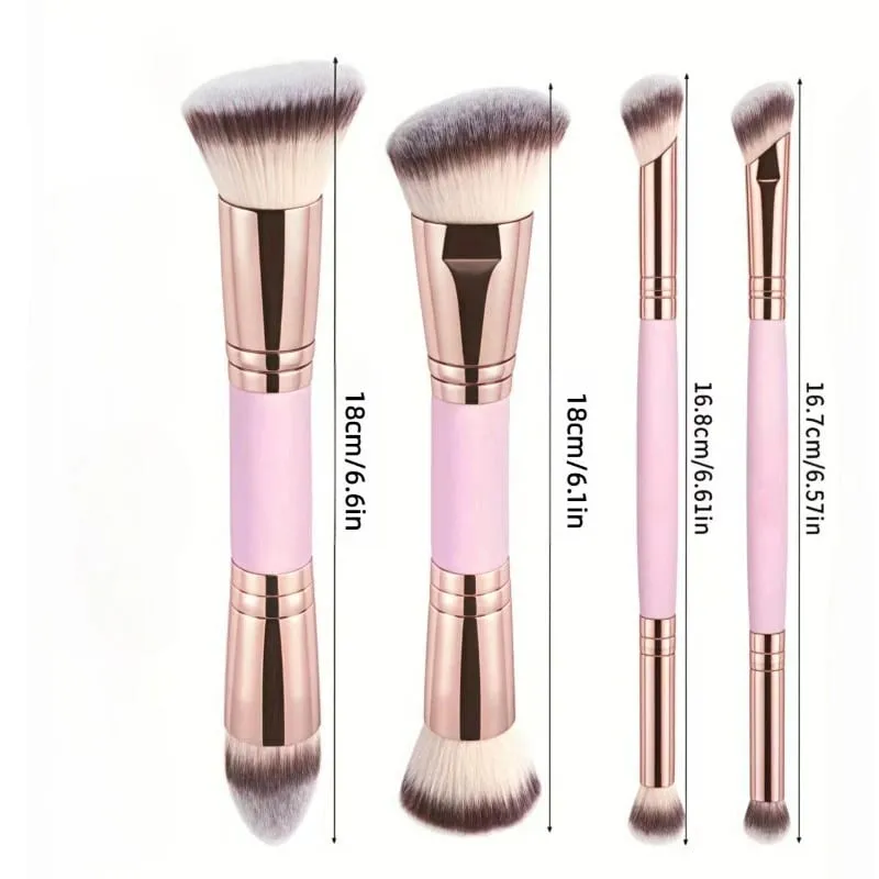 4ks Základní sada štětců na make-up se dvěma konci s krabičkou Foundations Powder Blush Podrobnosti pro štětce na oční stíny Cestování pro začátečníky — image 2