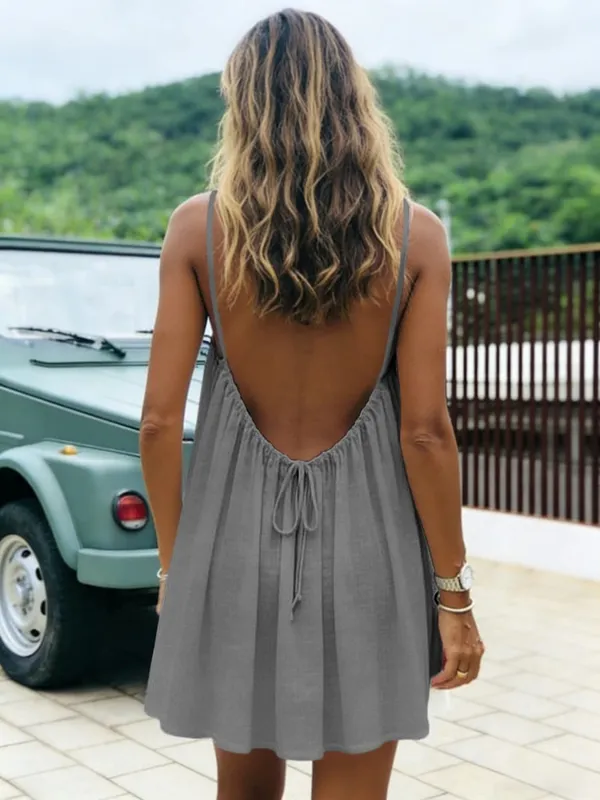 New Women's Off-Shoulder Loose Dress Pure Color Strap Casual Fashionable Summer Gown Cross-Border Loose Fit Maxi Dress — image 18