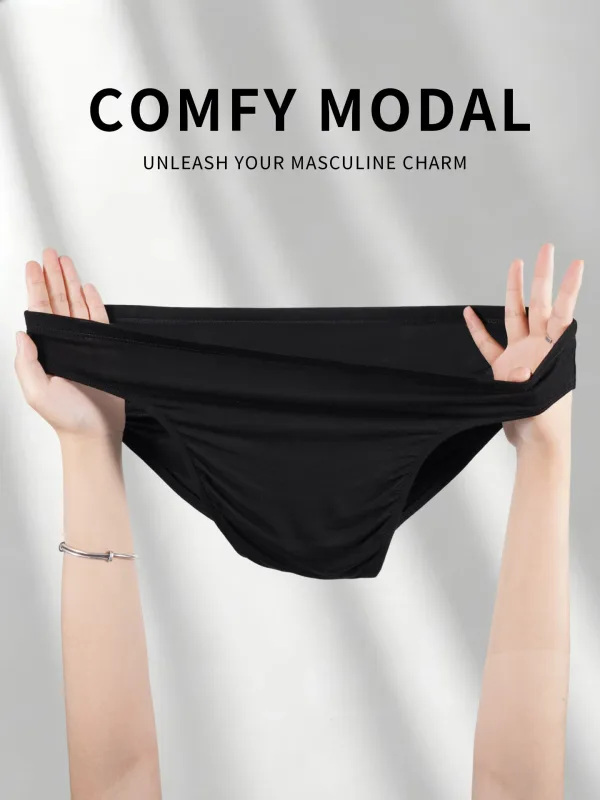 Men's Modal Ultra Thin Bare Feel Briefs, Low Rise High Elastic Breathable 3D Convex Pouch Underwear