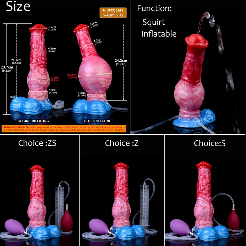 Gode ​​gonflable en Silicone avec nœud d'éjaculation, circonférence réglable, fantaisie, pénis de cheval, jouets sexuels pour adultes, dilatateur Anal