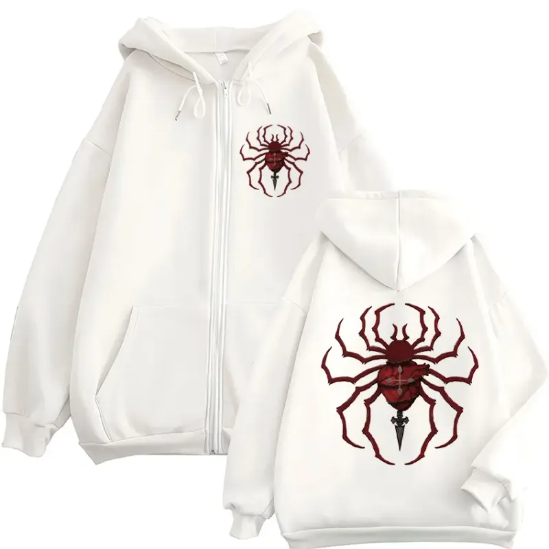 Anime Hunter X Hunter Phantom Troupe Spider Logo Zipper Hoodies Men's Zip Up Hooded Sweatshirts Long Sleeves Pullovers Jackets
