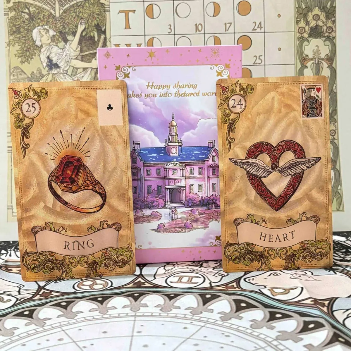 12*7cm Old Style Lenormand Oracle Cards 38 Pcs Gold Foil Waterproof PET Cards for Divination & Fortune Telling With Paper Manual — image 2