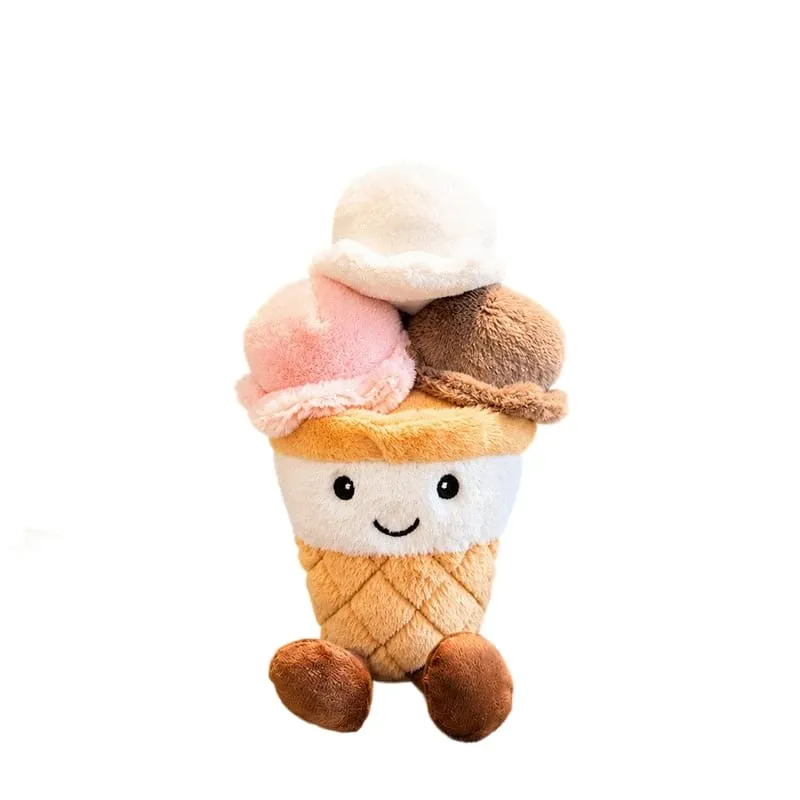 NEW Scoops Ice Cream Cone Plush Toy Stuffed Summer Snack Small Pillow Humanoid Smiling Face with Legs Kawaii Plushie Gift — image 6