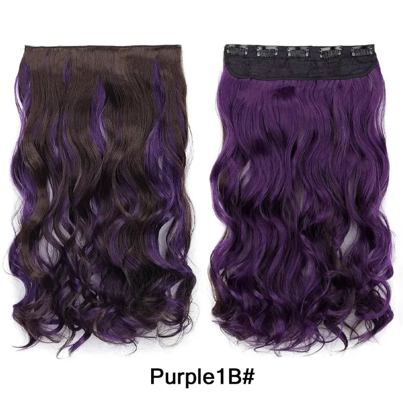 Water Wavy Clip in Hair Extension Synthetic Hair Highlight Silky Soft Natural Look with Invisible Lace Weft Hairpieces for Women