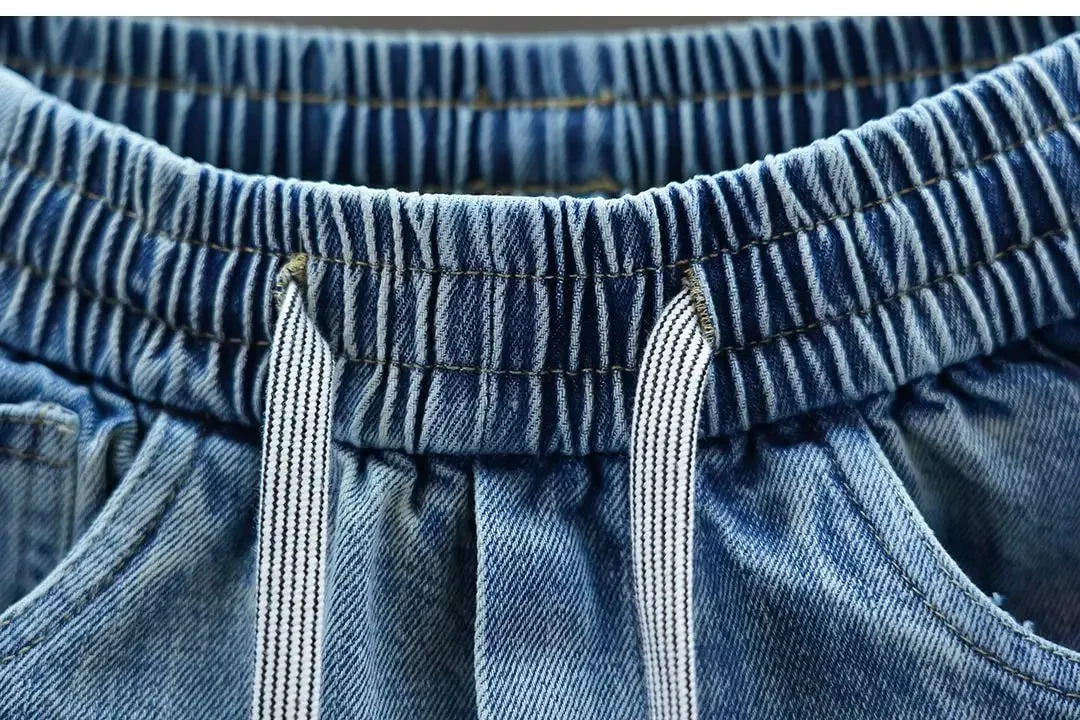 2026 Light Blue Gradient Harem Jeans Outdoor Casual Loose Fit Long Trousers Brand Men's Clothing