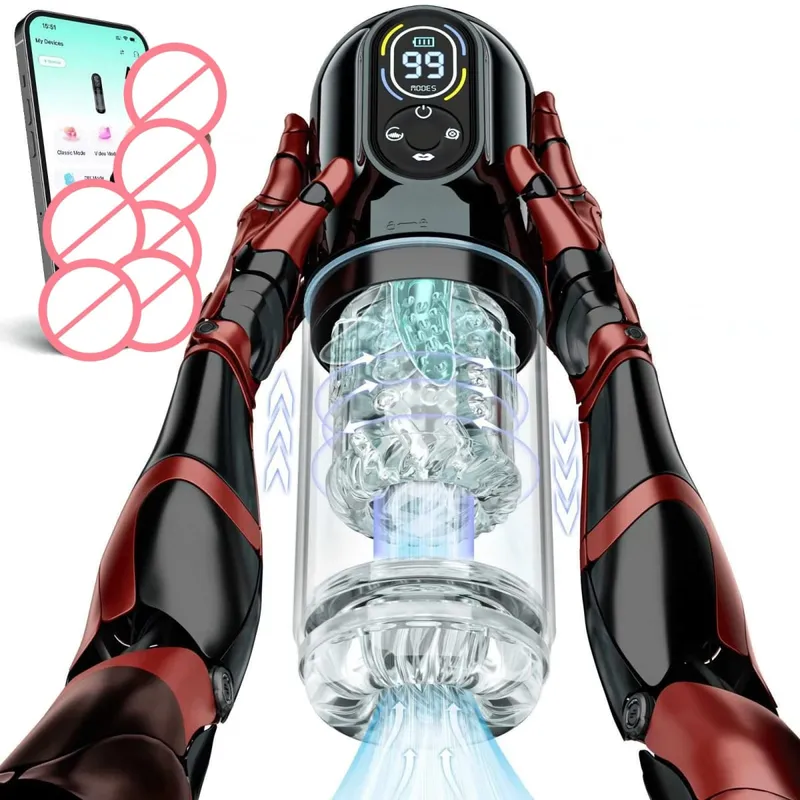 Viewing Window Waterproof Masturbation Cup Vacuum Sucking Tongue Licking Blowjob Telescopic Rotating Male Masturbator Sex Toy