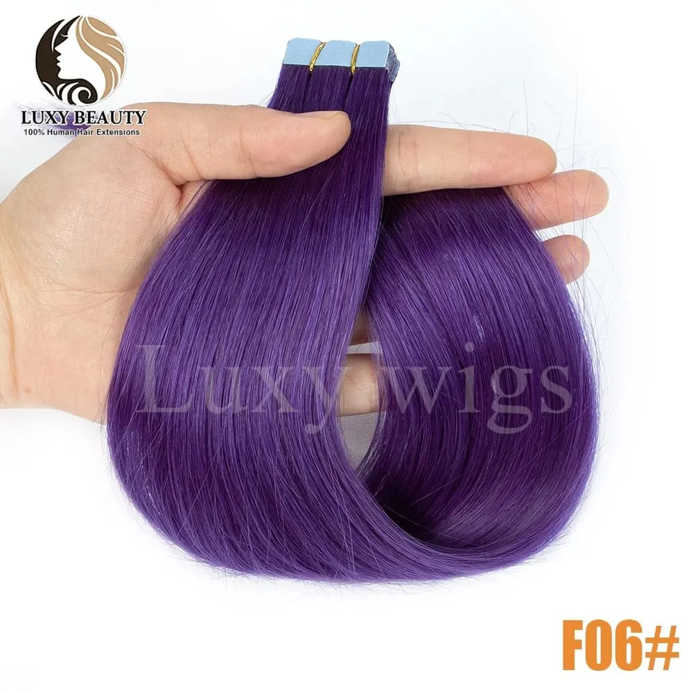 Colored Pink Mini Tape in Human Hair Extensions Invisible Seamless Tape in Hair 10pcs Pink Red Green Purple Blue Mini Tape Hair — image 9