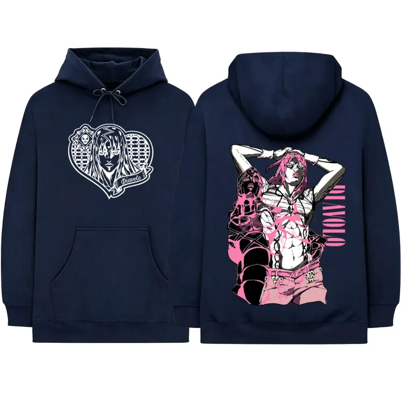 Anime Jojo Bizarre Adventure King Crimson Diavolo Hoodies Men's Women Clothing Fashion Oversized Hooded Sweatshirts Pullovers