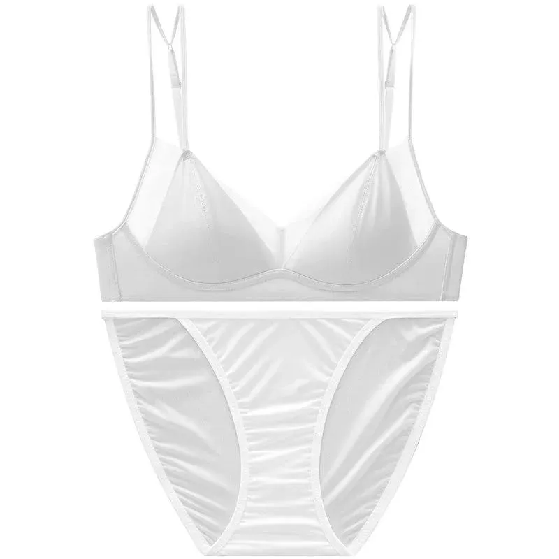 Premium Sexy Leopard Lingerie Kit Wireless Thin French Triangle Cup Comfy Nude Shaping Women Summer Daily Underclothes M-XL Bra