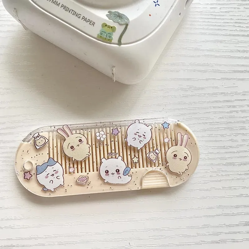 Mới Yiji Hoạt Hình Gấp Lược Nhỏ Di Động Bỏ Túi Trang Điểm USAGI うさぎ ハチワレ Hachiware Mini Dễ Thương Lược Nổ Lược Quà Tặng