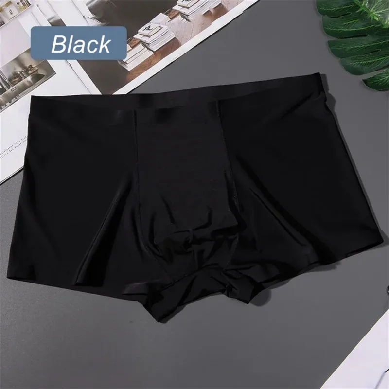 3PCS 고품질 남자의 얼음 실크 속옷 여름 얇은 통기성 원활한 팬티 섹시한 남성 속옷 플러스 크기