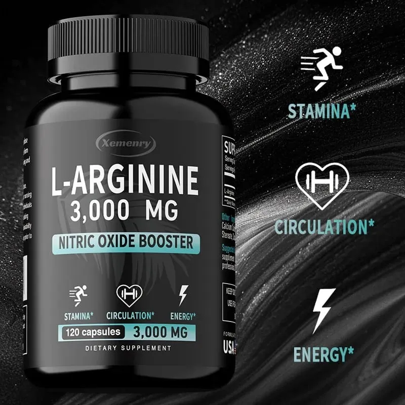 L-Arginina 3000 mg - Wspomaga wzrost mięśni Funkcja naczyń Zwiększa energię Poprawia wytrzymałość i wspomaga krążenie krwi — image 2