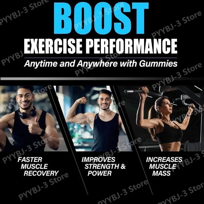 Creatine Monohydrate Infused Gummies with Vitamin B12 Muscle Growth Strength Pre-Workout Fitness Healthcare Supplement 120pcs