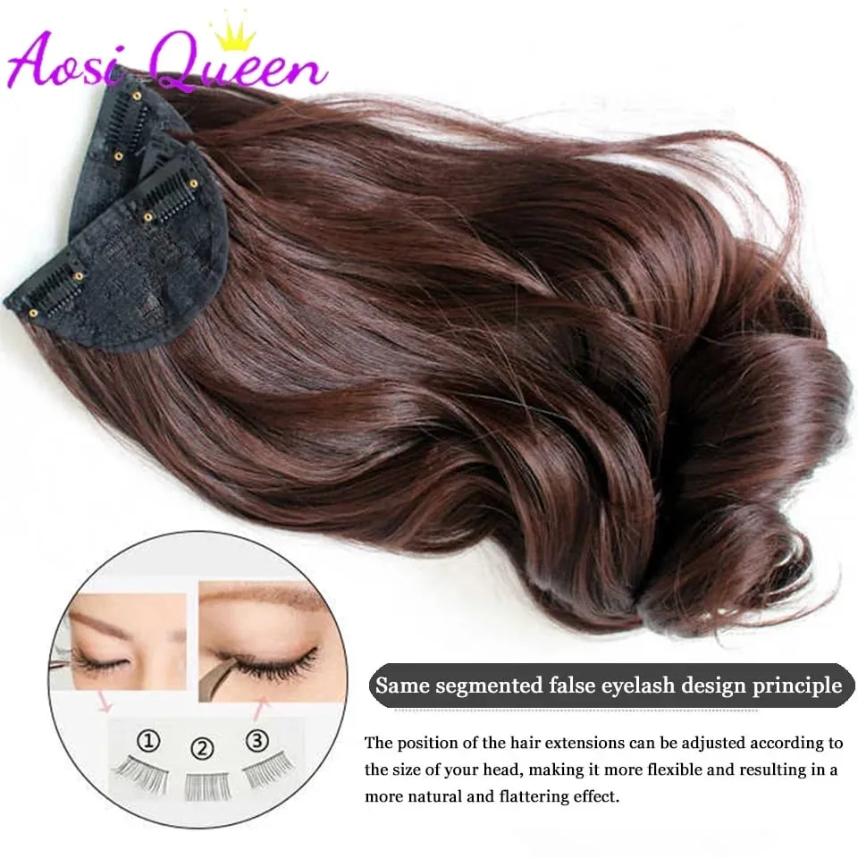 3Pcs/Set 6Clips Hair Extension Black Long Large Wavy Curls Natural Hair Hairpiece Heat Resistant Fiber For Women Hairstyle
