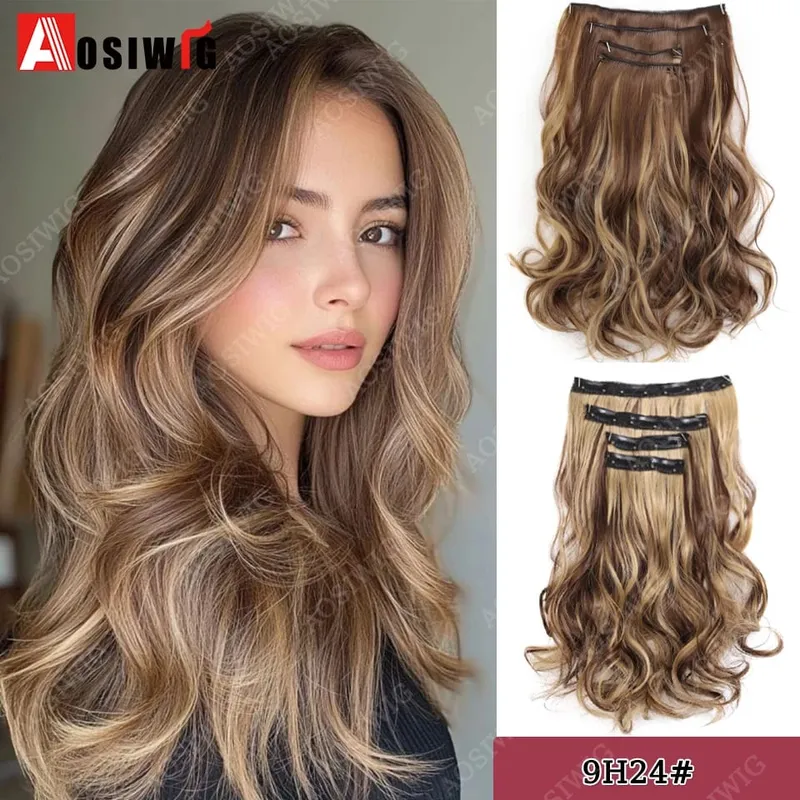 Synthetic 11 Clips Clips in Hair Extensions Long Curly Hairstyle Black Blonde Hairpieces Heat Resistant False Hair Daily Use — image 10