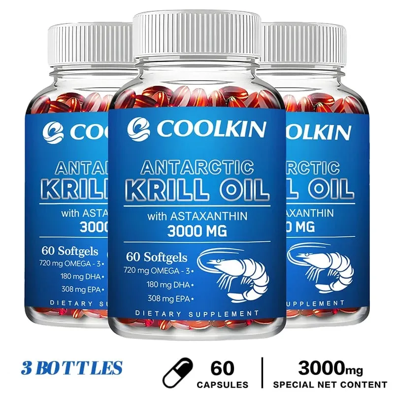 น้ำมันแอนตาร์กติกคริลล์ 3000 มก. - Omega-3 EPA DHA แอสตาแซนธินธรรมชาติ ความแข็งแรงสูงสุดสำหรับสุขภาพหัวใจและข้อต่อ