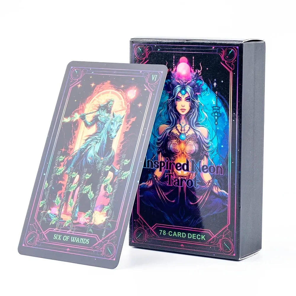 Inspired Neon Tarot Deck 78 Cards English Visions Divination Edition 10.3x6cm Board for Playing Games And Divination