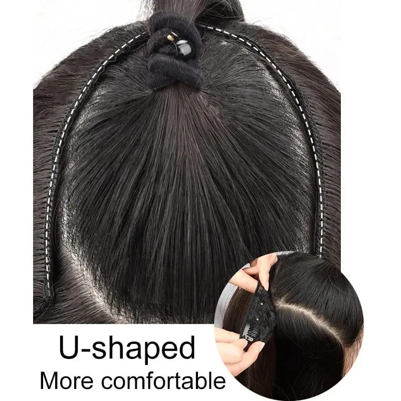 Synthetic 55CM V-shaped Hair Extension Piece Wig Long Straight Hair Female Natural Connection Seamless Clip Hair Wig Piece