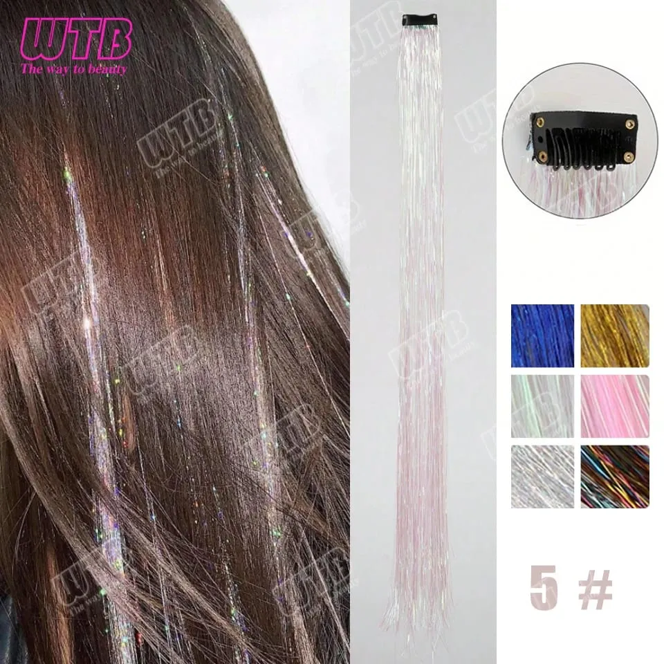 Multi-Color Glitter Synthetic Hair Extension Wig BB Clip Style Suitable for Women and Girls to Wear During Holidays and Events — image 20