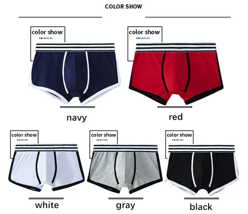 Men Soft Underpants Trunks Cotton High Quality Underwear U Convex Pouch Panties Cueca Mid Waist Breathable Boxer Shorts Homme