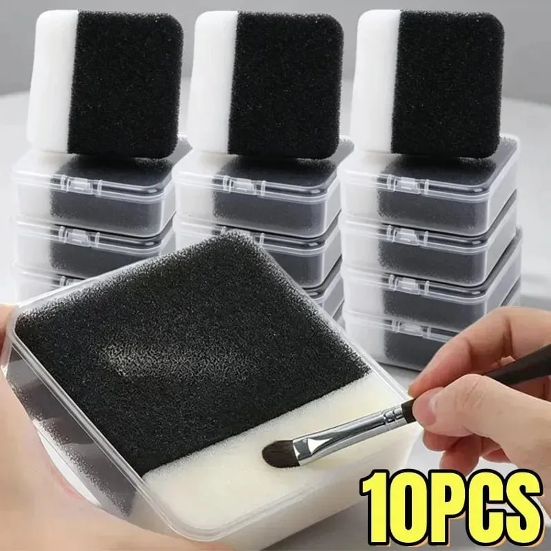 Portable Makeup Brush Cleaner Sponge Easy-use Dry Eye Shadow Wash Beauty Tools Brushes Cleaning Box Sponge Puff Cleaner Women