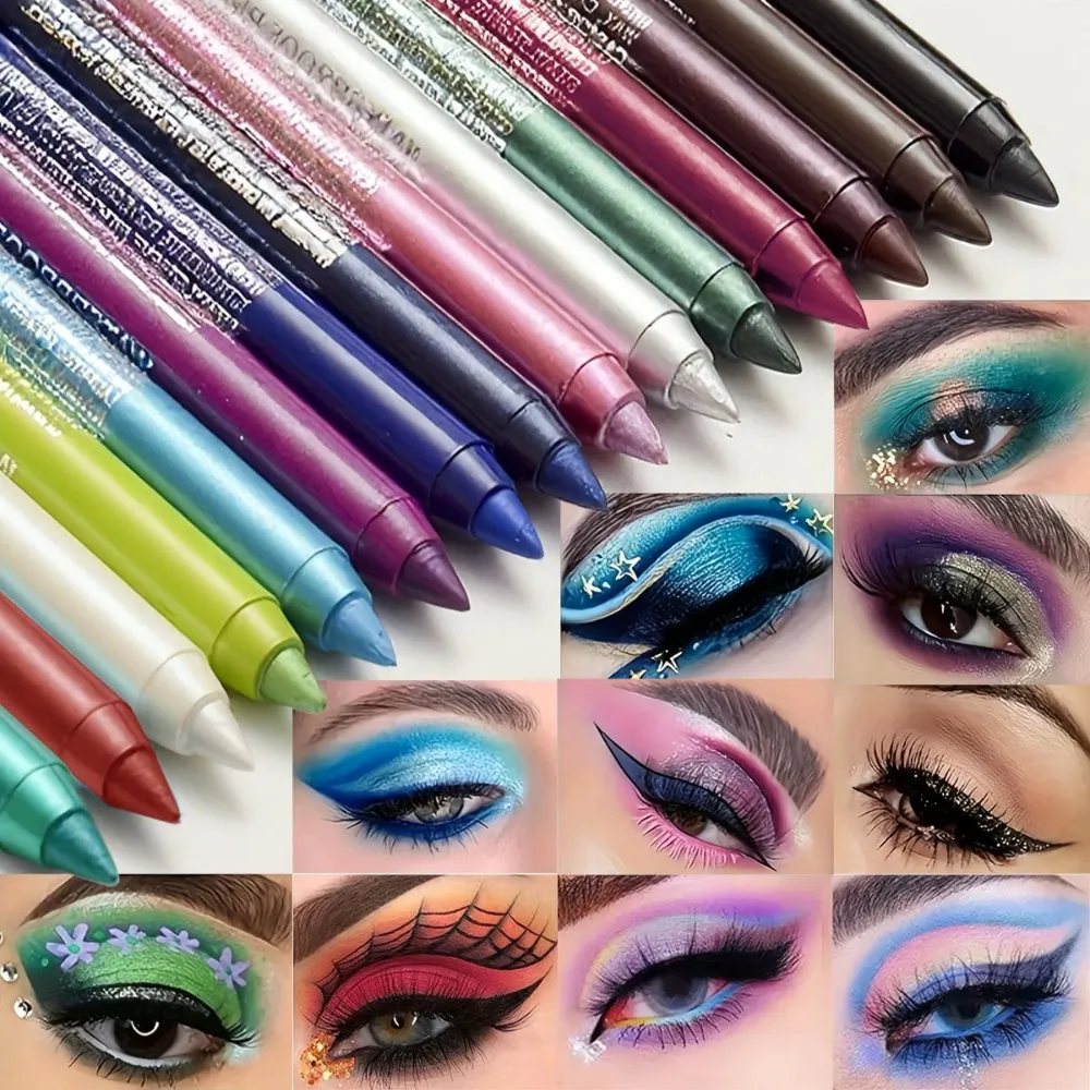 17 Farben Perlglanz-Eyeliner-Stift, bunt, wasserdicht, langlebig, matt, glatt, leicht zu tragen, Lidschatten, Eyeliner-Stift, Augen-Make-up