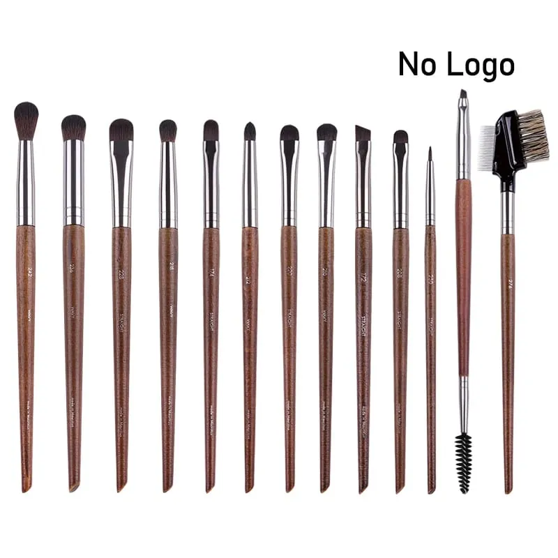 Naturligt træ Øjenmakeup børster hele sæt Pro Crease Øjenskygge Make-up kit smudge highlighter øjenbryn Læbevippebørste praktisk