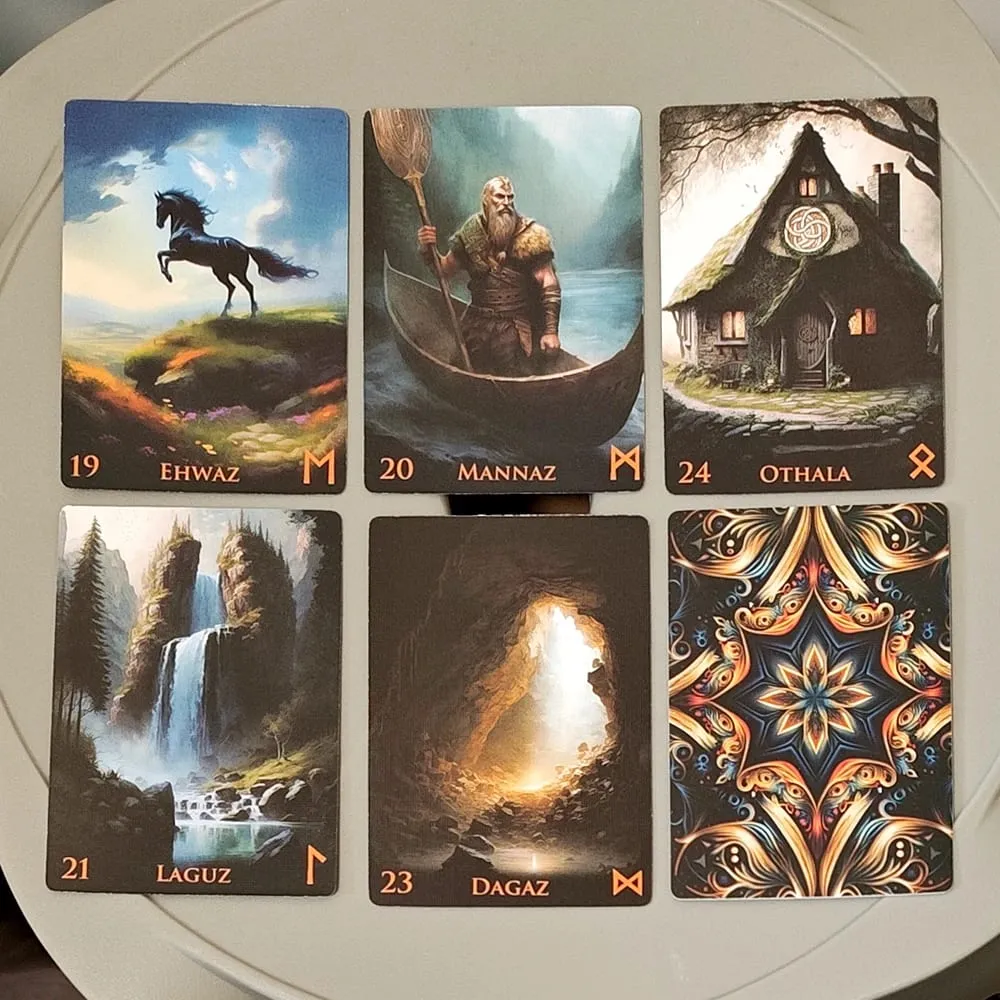Weird World Runes Deck 9*6cm - 25 Elder Futhark Oracle Cards for Divination Printed on 350GSM Double-embossed Cardstock
