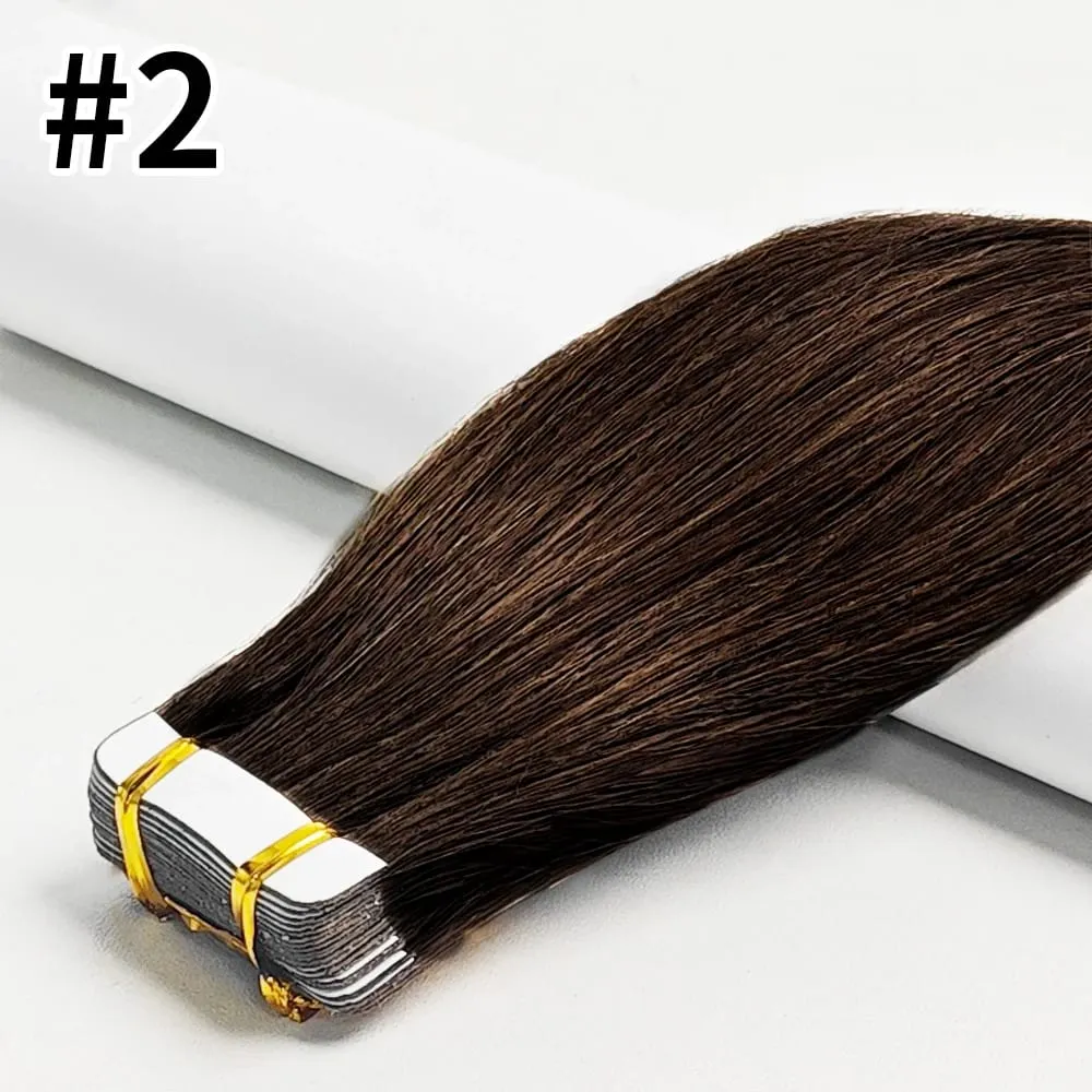 20Pcs/50g Straight Tape In Hair Extensions Full Head 100% Human Hair Tape ins Adhesive Invisible Glue Natural Black 24 26 Inches
