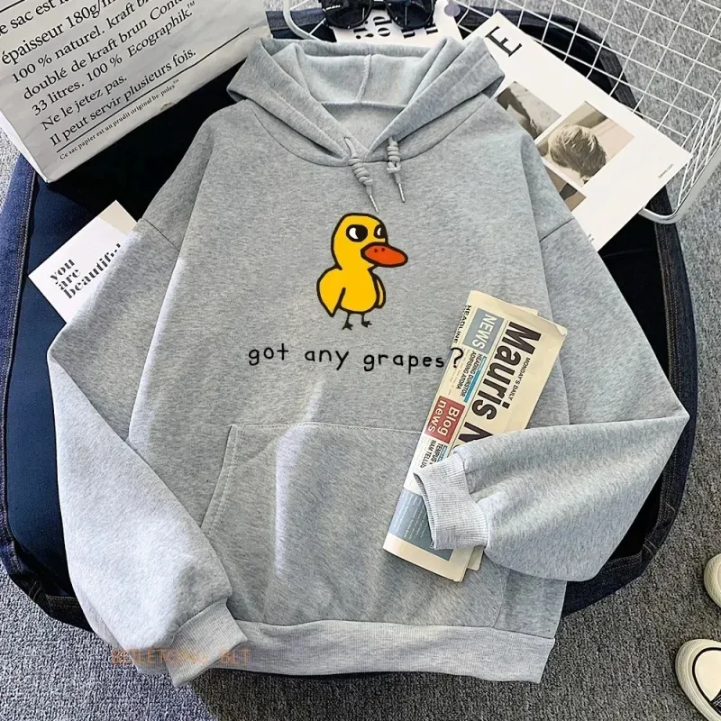 The Duck Song Got Any Grapes Printed Hoodies Kawaii Cartoon Women Sweatshirts Winter Soft Comfortable Hooded Clothing Streetwear