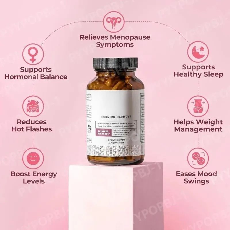 Capsules d'harmonie hormonale avec supplément naturel à base de plantes, soutien au bien-être pour les femmes, soulagement de la ménopause, équilibre hormonal, 72 unités