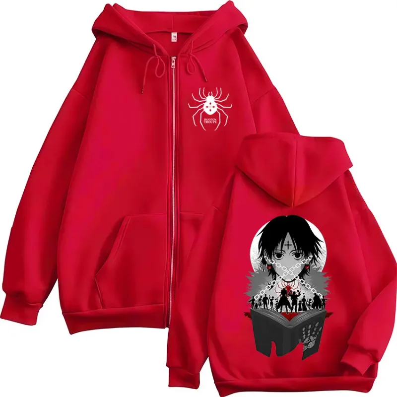 Anime Hunter X Hunter Chrollo Lucilfer Graphic Zipper Hoodies Men Women Clothing Oversized Zip Up Hooded Sweatshirts Streetwear