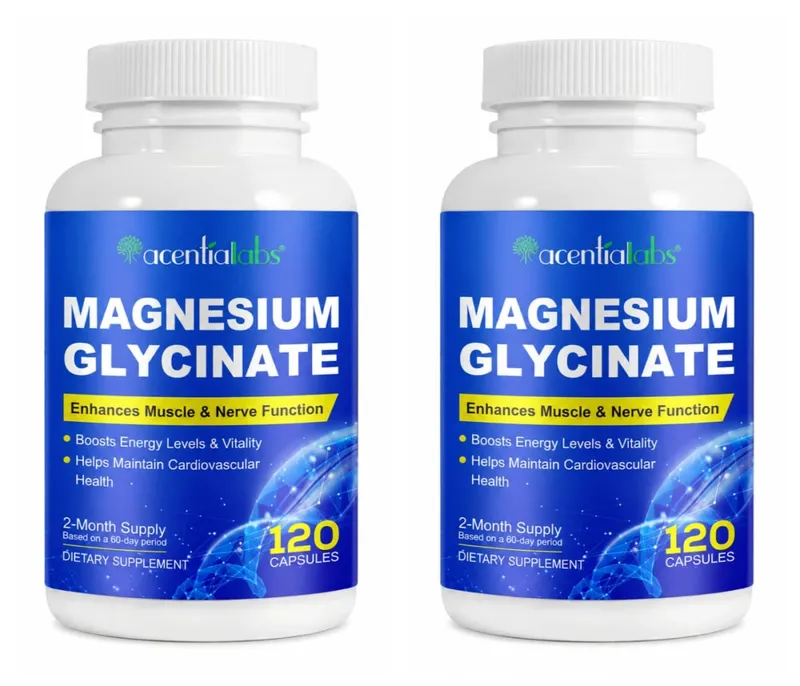Acentiallabs Magnesium Glycinate 120 Capsules - Pure Organic Vegetarian Supports Bone Health Sleep & Muscle Nerve Support
