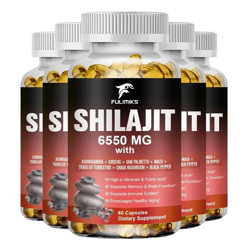 Shilajit Fulvic Acid Supplement with Chaga & Black Pepper Boosts Energy Stamina Immunity Brain Health & Vitality
