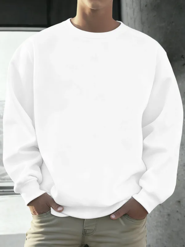 Solid Soft Pullovers Street Autumn Comfy Fleece Hoodies Office Jogging Loose Sweatshirts Casual Basics Daily Streetwear Of Men