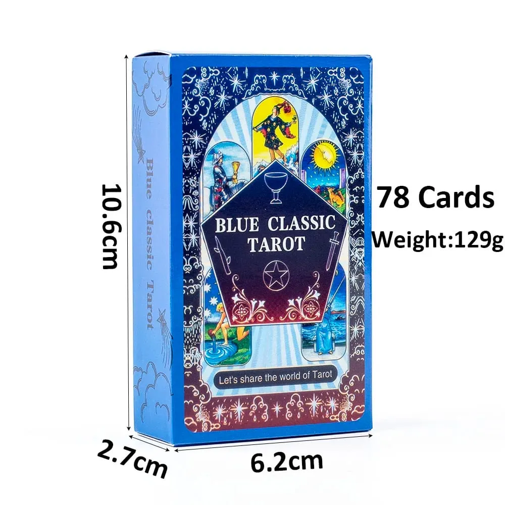 10.3*6cm Blue Classic Tarot Deck - 78 Cards Traditional Waite Imagery with Celestial Mandala Back Unique Starry Border Design