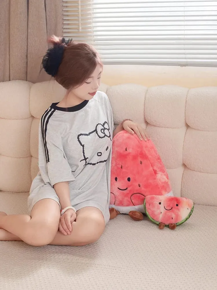 23/45cm Cute Watermelon Slice Plush Pillow Smiling Face Cute Triangular Fruit Red Cushion with Legs Plushie Decoration Gift